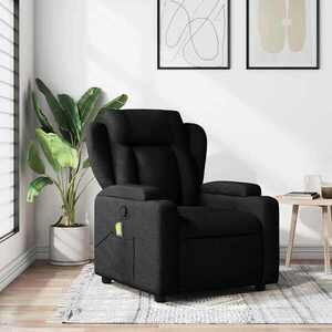 Imagine vidaXL Fotoliu reclinabil cu masaj, material textil negru