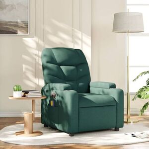Imagine vidaXL Fotoliu reclinabil cu masaj, verde închis, material textil