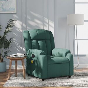 Imagine vidaXL Fotoliu reclinabil cu masaj, verde închis, material textil