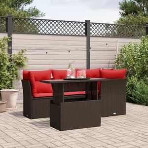 Imagine vidaXL Set canapele de grădină cu 5 piese și perne, poliratan maro