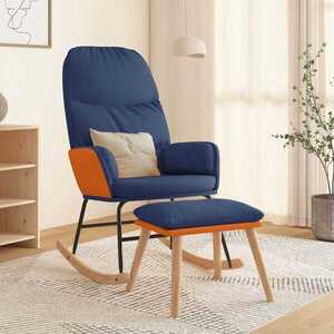 Imagine vidaXL Scaun balansoar cu taburet, albastru, textil