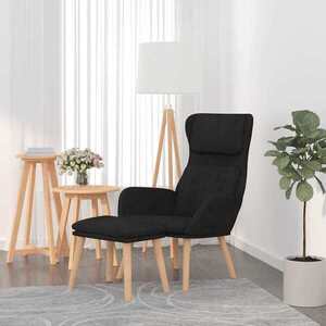 Imagine vidaXL Scaun de relaxare cu taburet, negru, catifea