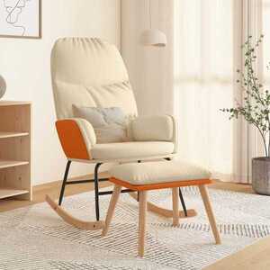Imagine vidaXL Scaun balansoar cu taburet, crem, textil