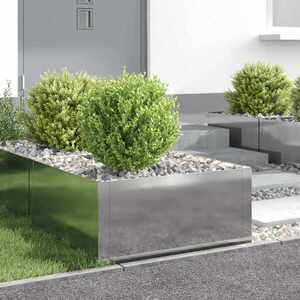 Imagine vidaXL Margine pentru gazon 4 buc. 60 x 60 x 35 cm Oțel Argintiu