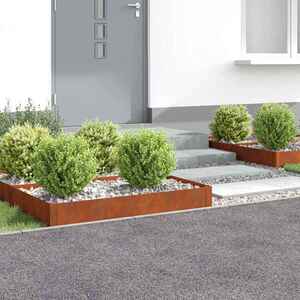 Imagine vidaXL Margine pentru gazon 4 buc. 100 x 60 x 20 cm Oțel Ruginit
