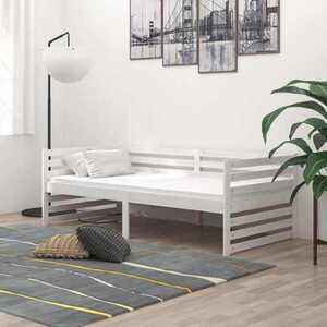 Imagine vidaXL Pat de zi, 90x200 cm, alb, lemn masiv de pin