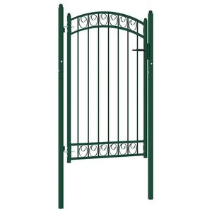 Imagine vidaXL Poartă de gard EMMEN cu vârf arcuit, oțel, verde, 100x106 cm