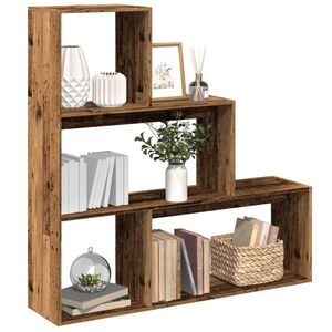 Imagine vidaXL Bibliotecă/separator 3 niveluri lemn vechi 123x29x123 cm lemn