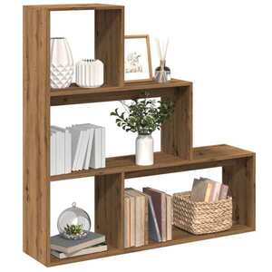 Imagine vidaXL Bibliotecă/separator 3 nivel stejar artizanal 123x29x123cm lemn