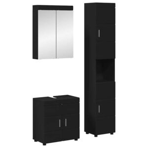Imagine vidaXL Set de mobilier pentru baie TULUM 3 buc. Negru 60 x 34 x 63 cm