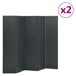 Imagine vidaXL Paravane de cameră cu 5 panouri, 2 buc. antracit 200x180cm oțel