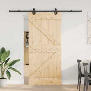 Imagine vidaXL Ușă glisantă NARVIK Natural și Negru 95 x 210 cm (213, 5 cm)