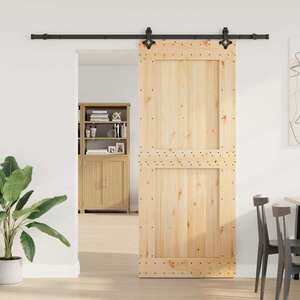 Imagine vidaXL Ușă glisantă NARVIK Natural și Negru 95 x 210 cm (213, 5 cm)