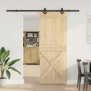 Imagine vidaXL Ușă glisantă NARVIK Natural și Negru 85 x 210 cm (213, 5 cm)