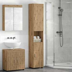 Imagine vidaXL Set dulap baie TULUM Stejar Artizanal 37 x 31, 5 x 203 cm
