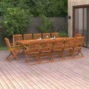 Imagine vidaXL Set mobilier de grădină 13 piese 280x90x75cm, lemn masiv acacia