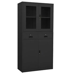 Imagine vidaXL Dulap de birou, antracit, 90x40x180 cm, oțel/sticlă securizată