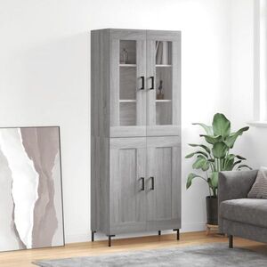 Imagine vidaXL Dulap înalt, gri sonoma, 69, 5x34x180 cm, lemn compozit