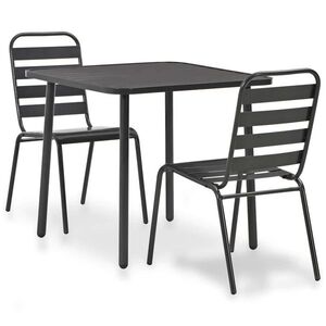 Imagine vidaXL Set mobilier bistro, 3 piese, gri închis, oțel