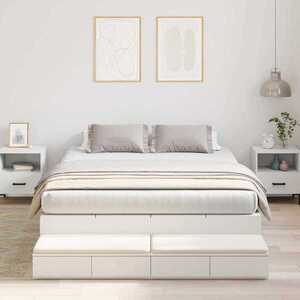 Imagine vidaXL Cadru de pat cu depozitare cu sertar Alb 160 cm Lemn prelucrat