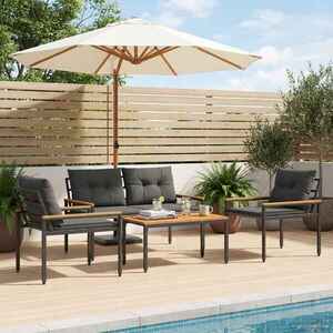 Imagine vidaXL Set de Mobilier pentru Exterior 4 buc. Gri închis poliratan