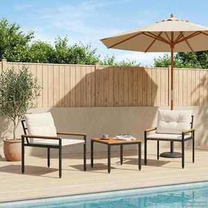 Imagine vidaXL Set de Mobilier pentru Exterior 3 buc. Alb crem poliratan