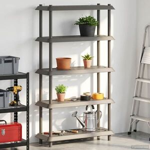 Imagine vidaXL Unitate de rafturi 5 niveluri 100 x 40 x 177 cm PP Gri deschis