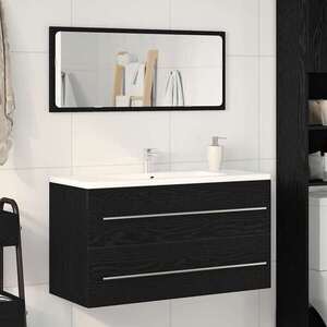 Imagine vidaXL Dulap cu chiuvetă Stejar Negru 90 x 45 x 1.5 cm Lemn prelucrat