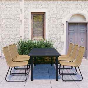 Imagine vidaXL Set mobilier de exterior, 7 piese, poliratan și sticlă