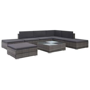Imagine vidaXL Set mobilier de grădină cu perne, 8 piese, gri, poliratan