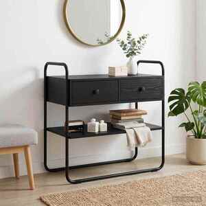 Imagine vidaXL Masă de consolă Stejar Negru 80 x 40 x 75 cm Lemn prelucrat