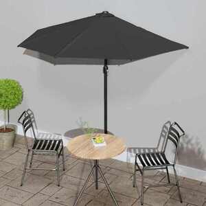 Imagine vidaXL Umbrelă de balcon tijă aluminiu negru 270x144x222cm semicerc