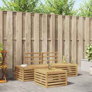 Imagine vidaXL Set de canapele de exterior 4 Bucată Alb Lemn Solid de Acacia
