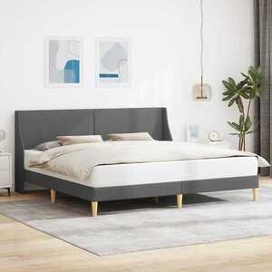 Imagine vidaXL Cadru de pat cu headboard Gri închis 183 x 213 cm Țesătură