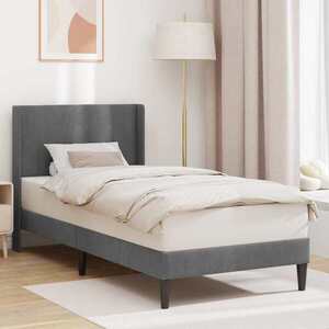 Imagine vidaXL Cadru de pat cu headboard Gri închis 100 x 190 cm Catifea