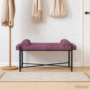 Imagine vidaXL Bancă cu butoane și perne Violet 110 x 40 x 46 cm Catifea