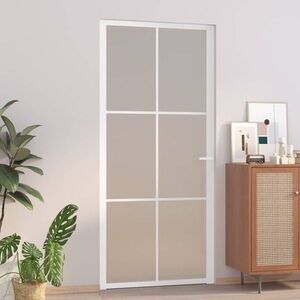 Imagine vidaXL Ușă de interior, 93x201, 5 cm, alb, sticlă mată și aluminiu