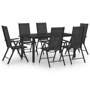 Imagine vidaXL Set mobilier de grădină, 7 piese, negru, aluminiu