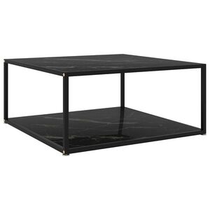 Imagine vidaXL Măsuță de cafea, negru, 80x80x35 cm, sticlă securizată