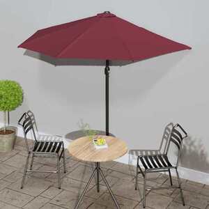 Imagine vidaXL Umbrelă de balcon tijă aluminiu bordo 270x144x222 cm semirotund