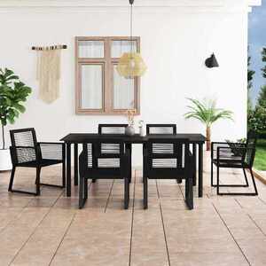 Imagine vidaXL Set mobilier de exterior, 7 piese, negru, ratan PVC