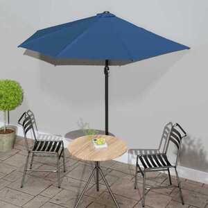 Imagine vidaXL Umbrelă balcon tijă aluminiu albastru 270x144x222cm, semirotund