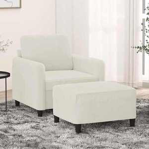 Imagine vidaXL Fotoliu canapea cu taburet, crem, 60 cm, catifea