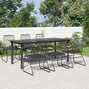 Imagine vidaXL Set mobilier de grădină, 7 piese, negru, ratan PVC