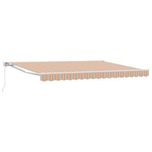 Imagine vidaXL Copertină retractabilă manuală Portocaliu, Gri, Albastru, Alb