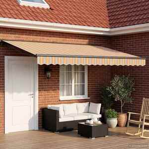 Imagine vidaXL Copertină retractabilă manuală Portocaliu, Gri, Albastru, Alb