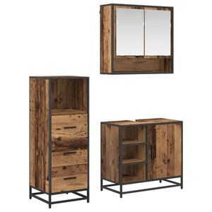 Imagine vidaXL Set de mobilier pentru baie 3 buc. Lemn Vechi 65 x 33 x 60 cm
