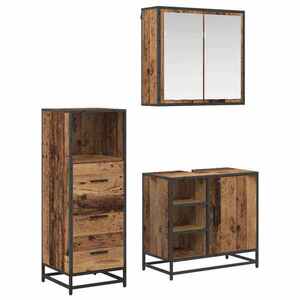 Imagine vidaXL Set de mobilier pentru baie 3 buc. Lemn Vechi 65 x 33 x 60 cm