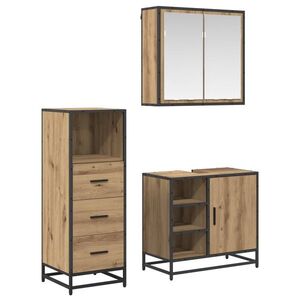 Imagine vidaXL Set de mobilier pentru baie 3 buc. Stejar Artizanal