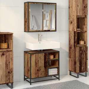 Imagine vidaXL Set de mobilier pentru baie 2 buc. Lemn Vechi 65 x 33 x 60 cm
